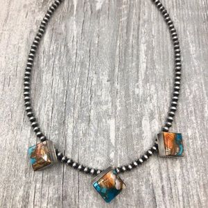 Spiny Orange Shell & Kingman Turquoise Choker